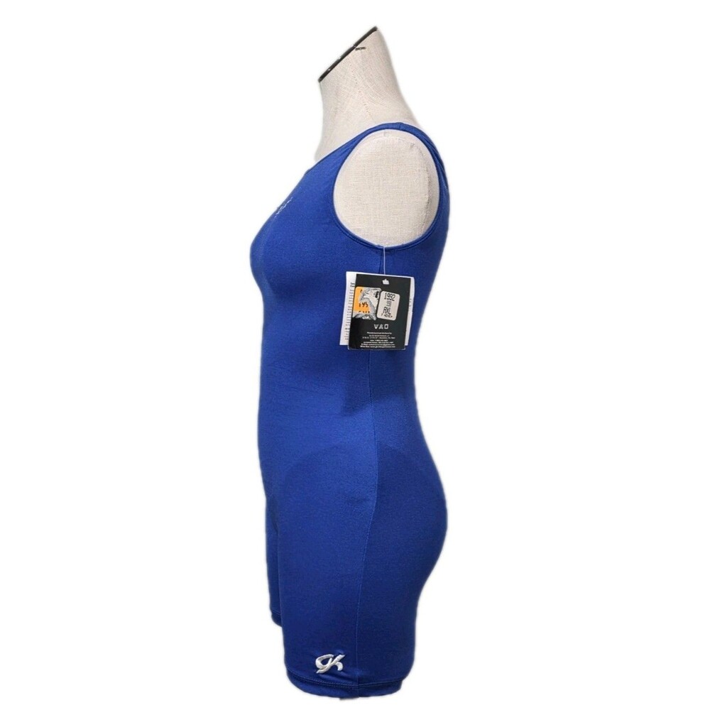 GK Elite VTG 90s Blue Snowflake Bling Logo Biketard Unitard Dance AXL Adult XL - Picture 9 of 16